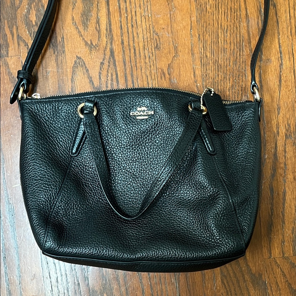 Coach Pebbled Black Leather Shoulder Bag